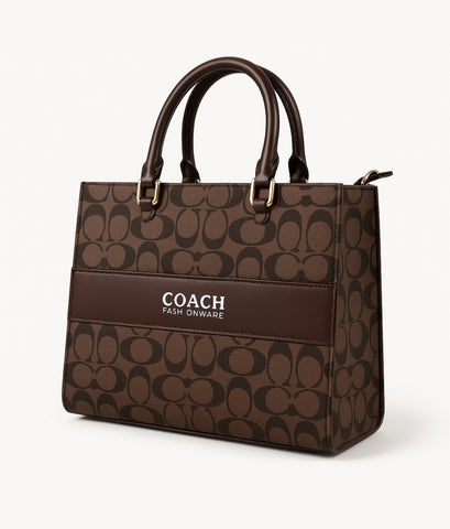 Coach Fashionware Signature Logo - Brown Tote Bag