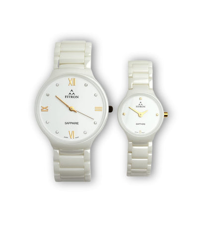 FITRON White Couple Watch Set